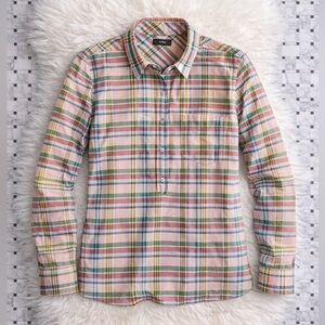 J.Crew Classic Shirt in Ribbon Plaid | Silk Cotton Blend | Size Small